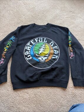Grateful Dead Black Crewneck with Multicolor Logo and Dancing Bears
